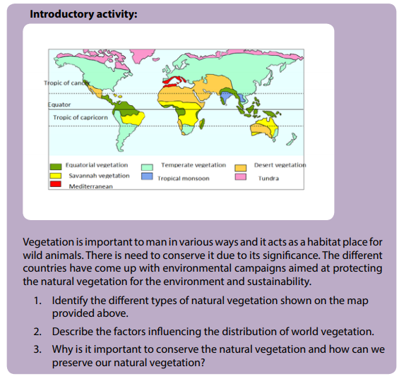 Course Geography Topic UNIT 9 NATURAL VEGETATION OF THE WORLD